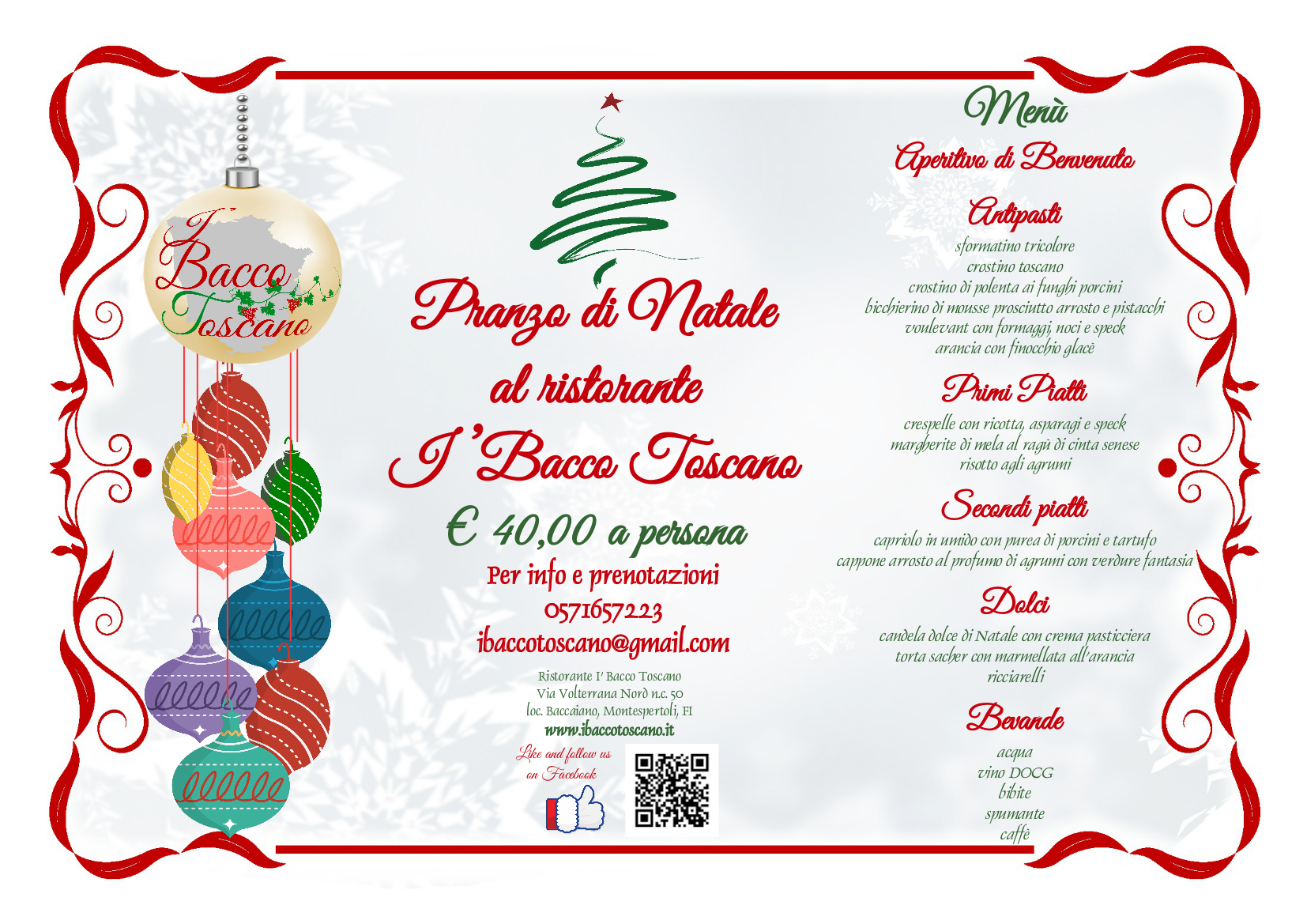 Antipasti Di Natale In Toscana.Menu Per Il Pranzo Di Natale 2016 I Bacco Toscano